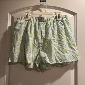 Altar'd State Blue and Yellow Checkered Shorts